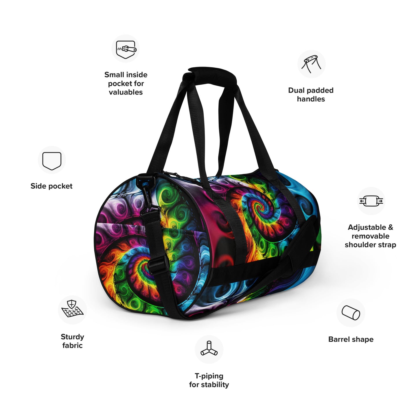 All-over print gym bag Adult/Teen Accessories Duffle Bag Great for Overnights/Weekends