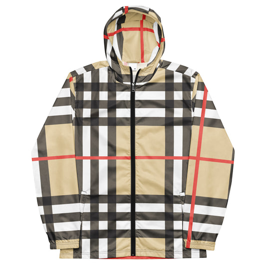 Unisex windbreaker Adult Activewear Tan beige plaid