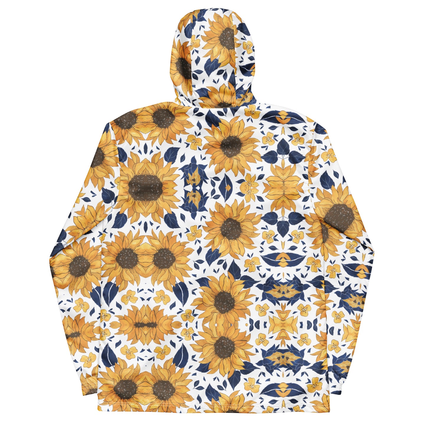 windbreaker Unisex Adult Activewear yellow and deep blue flower pattern