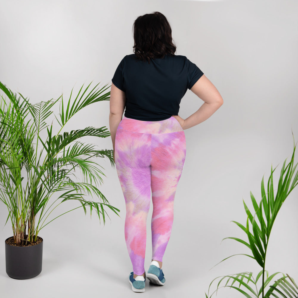 All-Over Print Plus Size Leggings pink & purple Adult Activewear Unisex