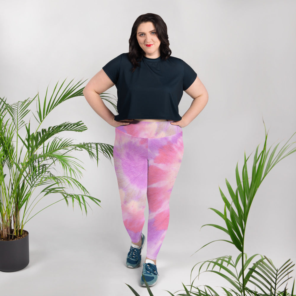 All-Over Print Plus Size Leggings pink & purple Adult Activewear Unisex