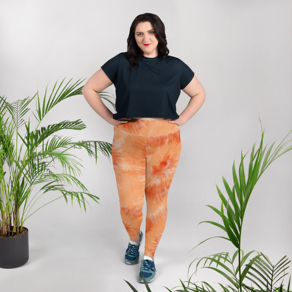 unisex orange tie dye leggings Adult Activewear