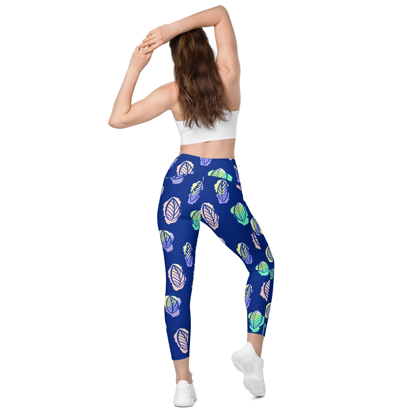 Crossover leggings with pockets 2XSmall Up To 6XL Adult/Teen Activewear Matching Top Sold Separately Blue