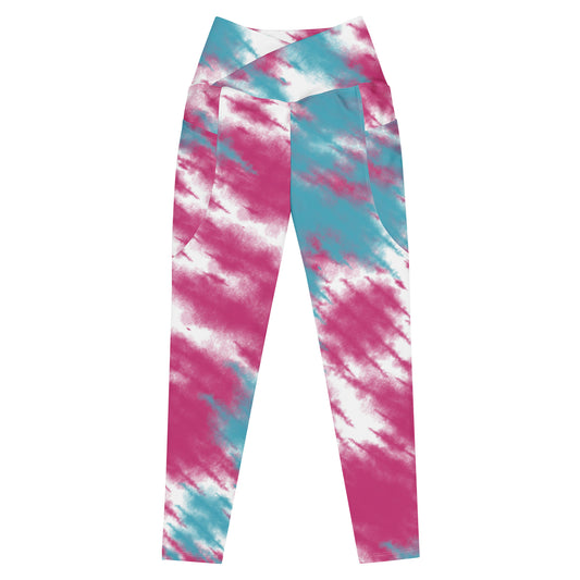 Crossover leggings with pockets 2XSmall Up To 6XL Adult/Teen Activewear Matching Top Sold Separately Pink Blue White