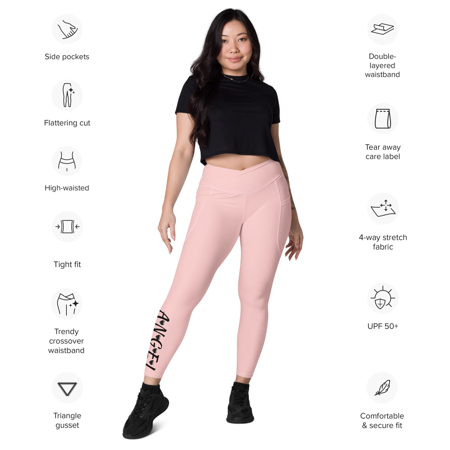 Crossover leggings with pockets Has Matching Top Sold Separate XXS to 6XL Adult/Teen Activewear