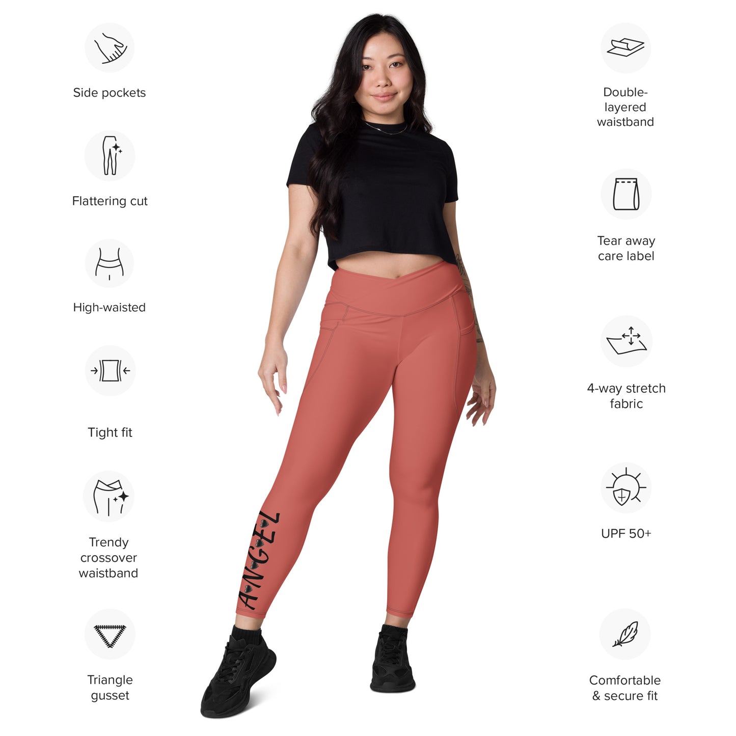 Crossover leggings with pockets Has Matching Top Sold Separate XXS to 6XL Adult/Teen Activewear