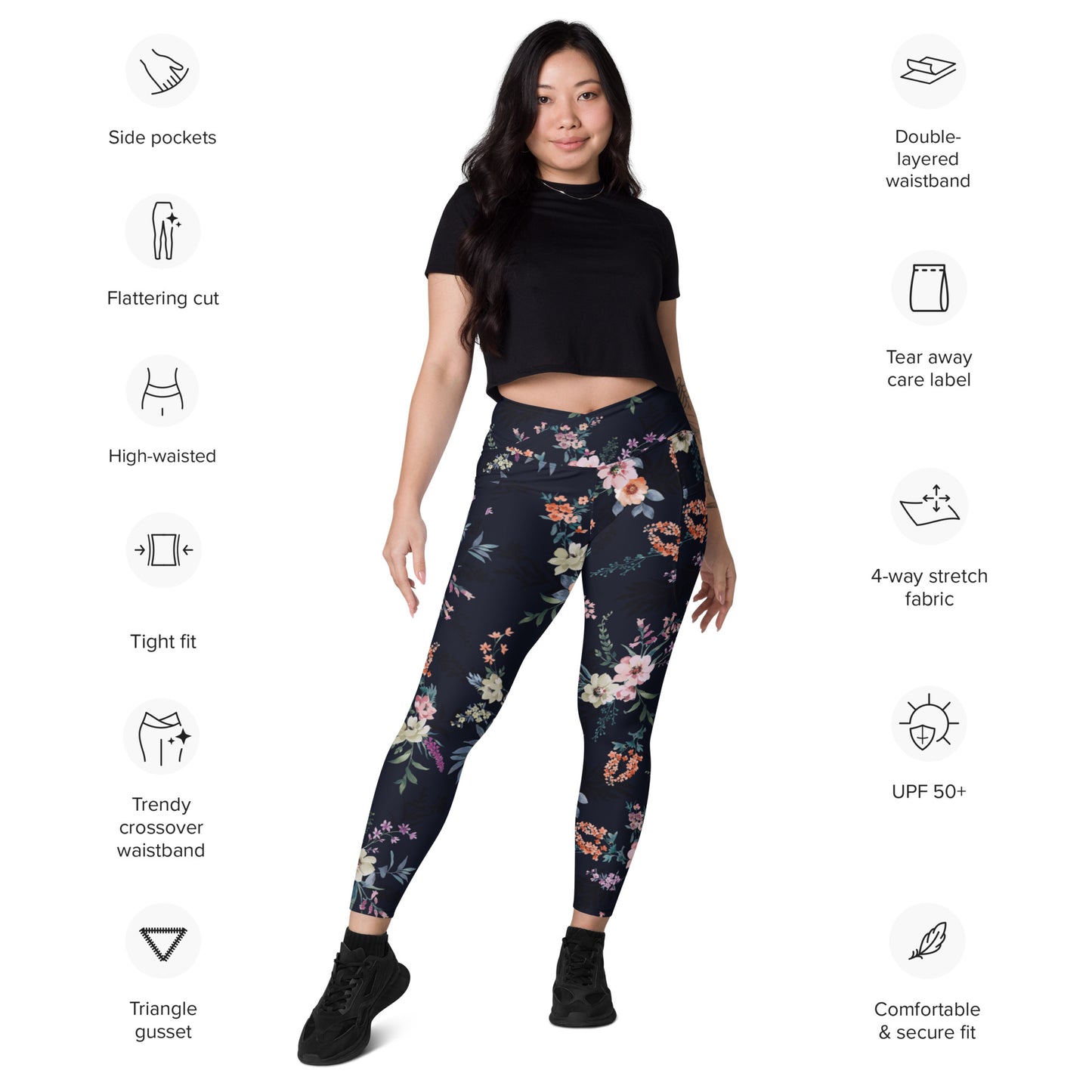 Crossover leggings with pockets Has Matching Tops Sold Separate XXS to 6XL Adult/Teen Activewear