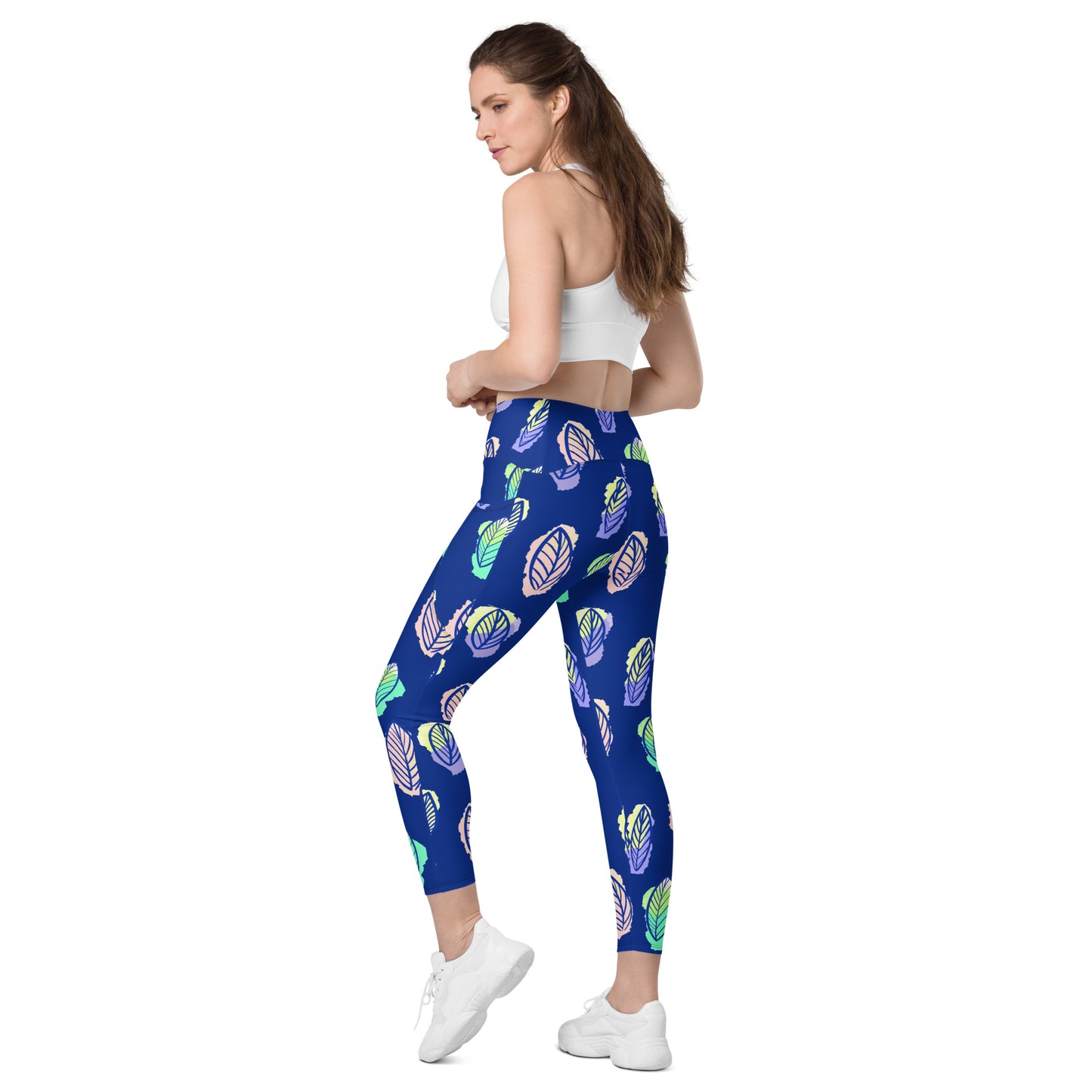 Crossover leggings with pockets 2XSmall Up To 6XL Adult/Teen Activewear Matching Top Sold Separately Blue