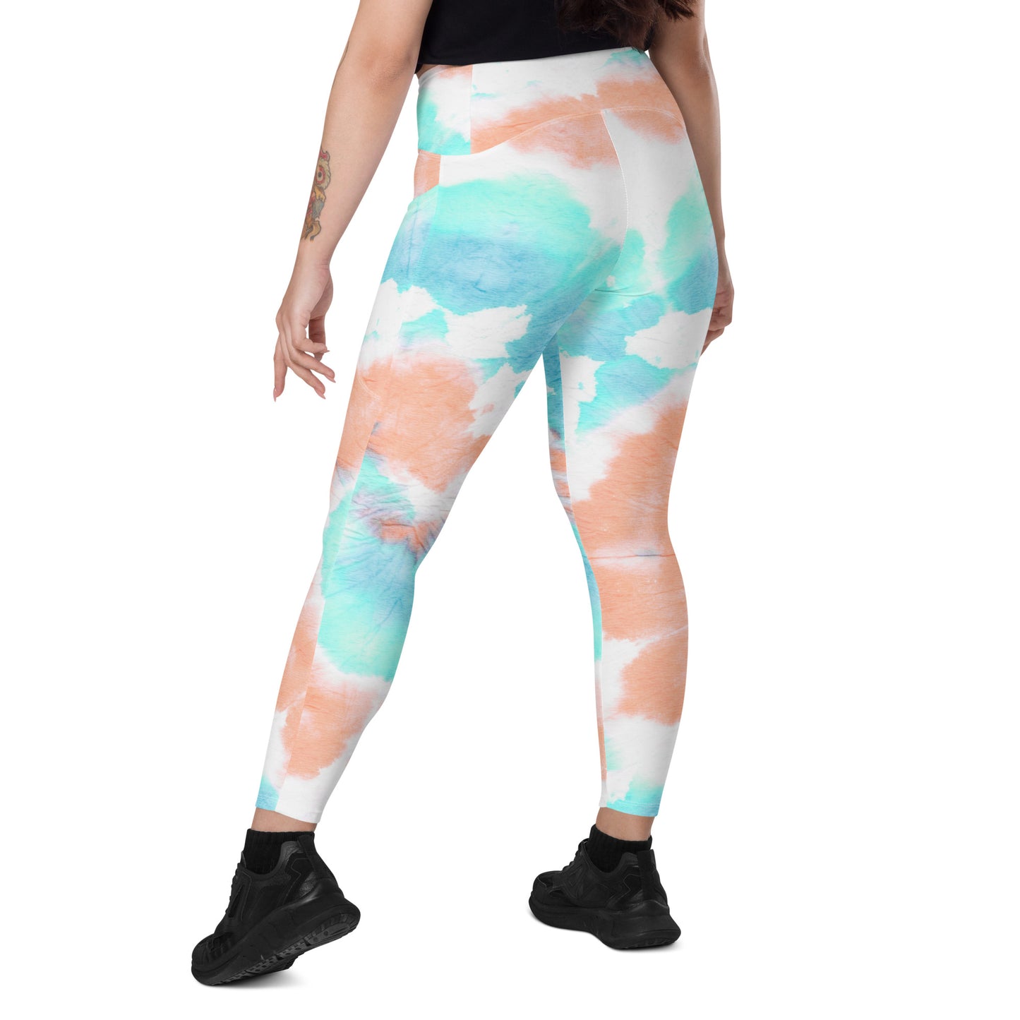 Crossover leggings with pockets 2XSmall Up To 6XL Adult/Teen Activewear Matching Top Sold Separately Light Blue White Peach