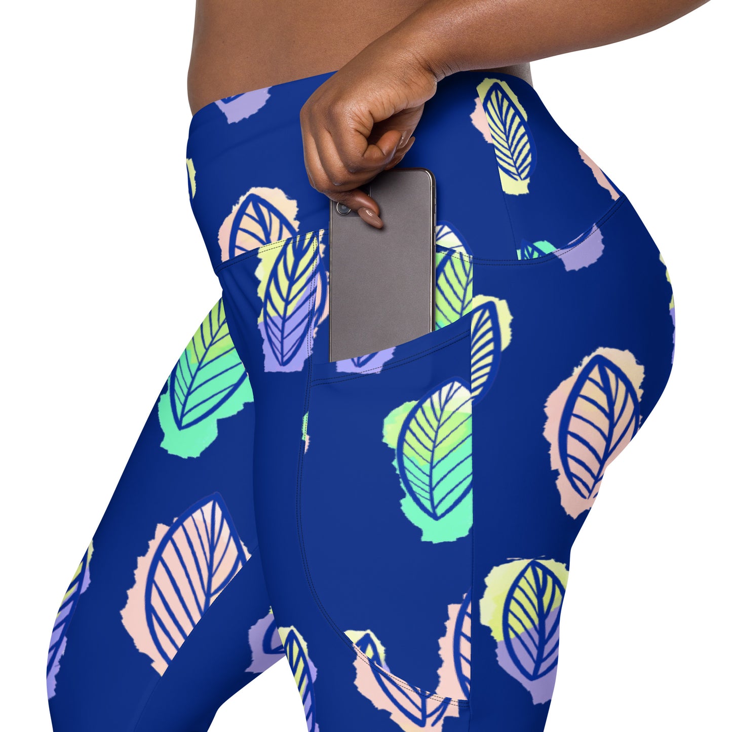 Crossover leggings with pockets 2XSmall Up To 6XL Adult/Teen Activewear Matching Top Sold Separately Blue