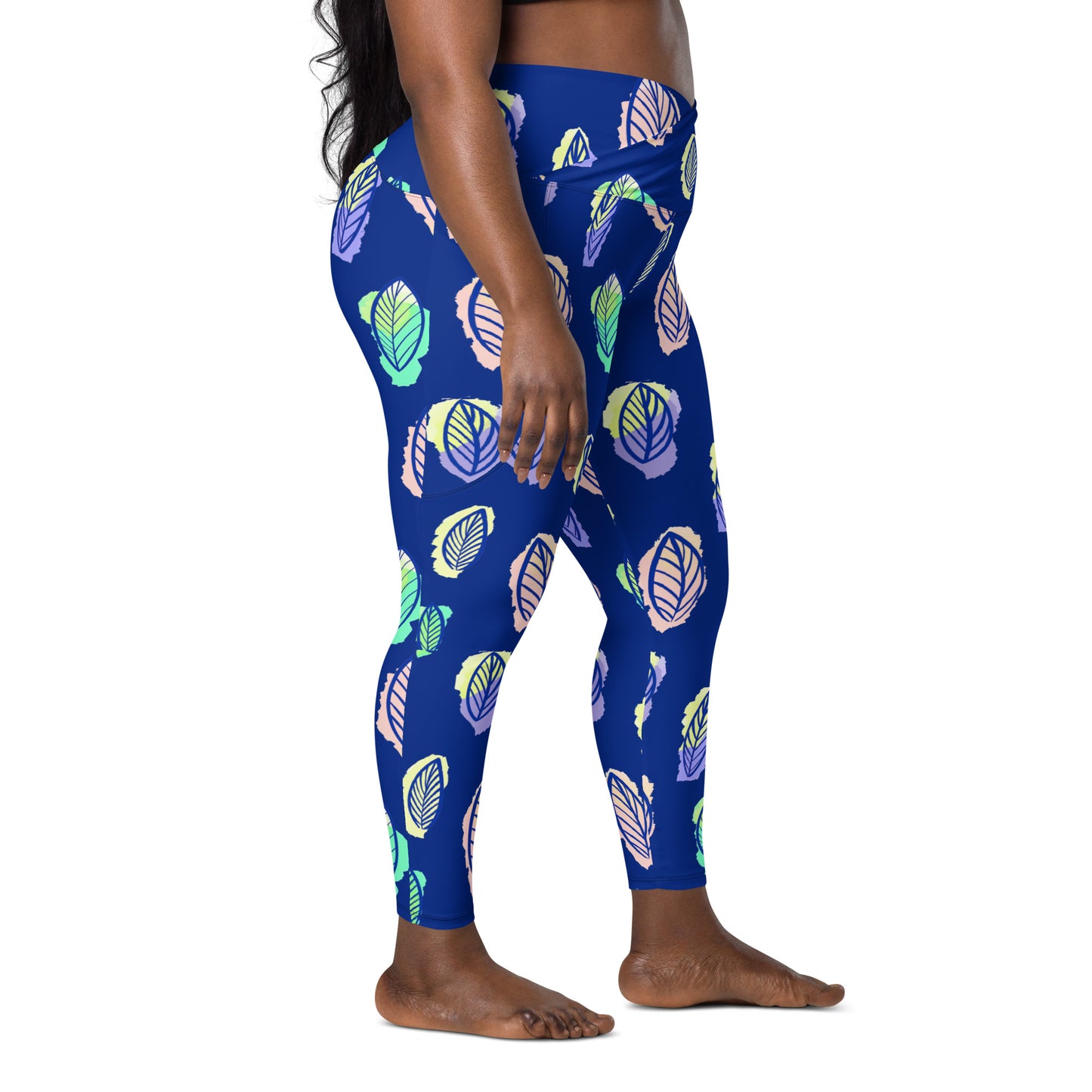 Crossover leggings with pockets 2XSmall Up To 6XL Adult/Teen Activewear Matching Top Sold Separately Blue