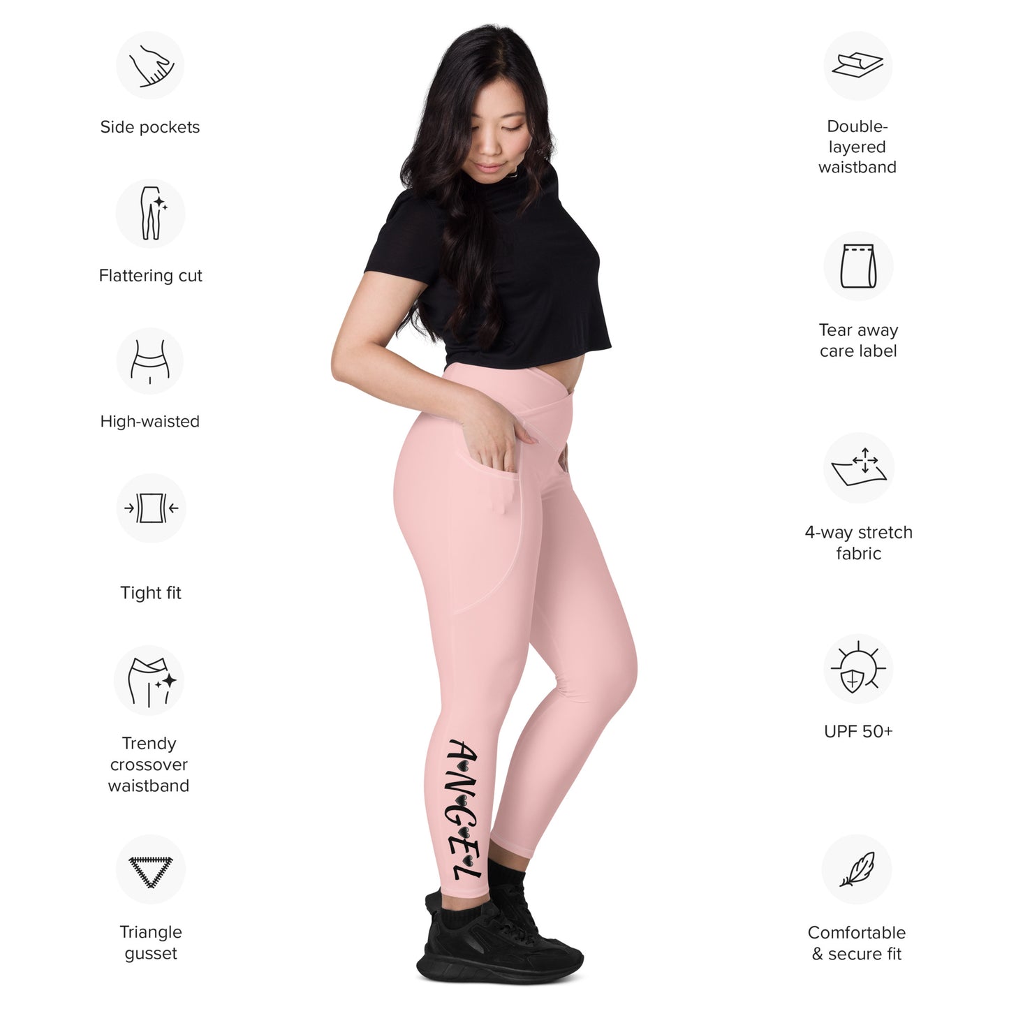 Crossover leggings with pockets Has Matching Top Sold Separate XXS to 6XL Adult/Teen Activewear