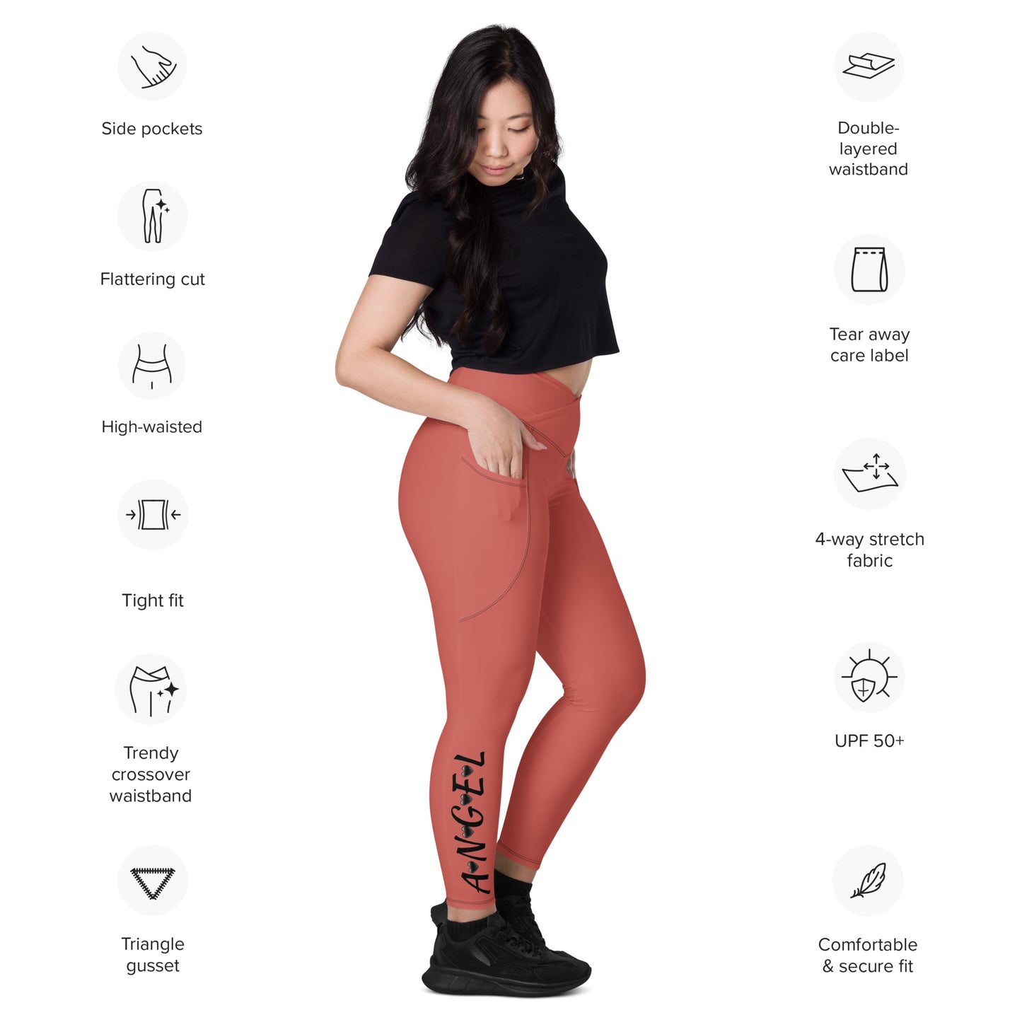 Crossover leggings with pockets Has Matching Top Sold Separate XXS to 6XL Adult/Teen Activewear