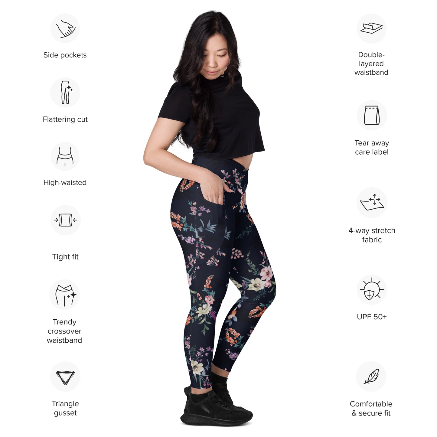 Crossover leggings with pockets Has Matching Tops Sold Separate XXS to 6XL Adult/Teen Activewear