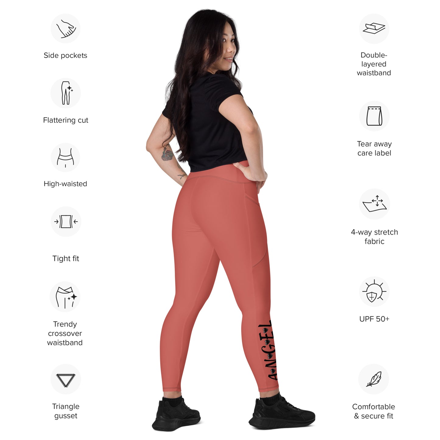 Crossover leggings with pockets Has Matching Top Sold Separate XXS to 6XL Adult/Teen Activewear