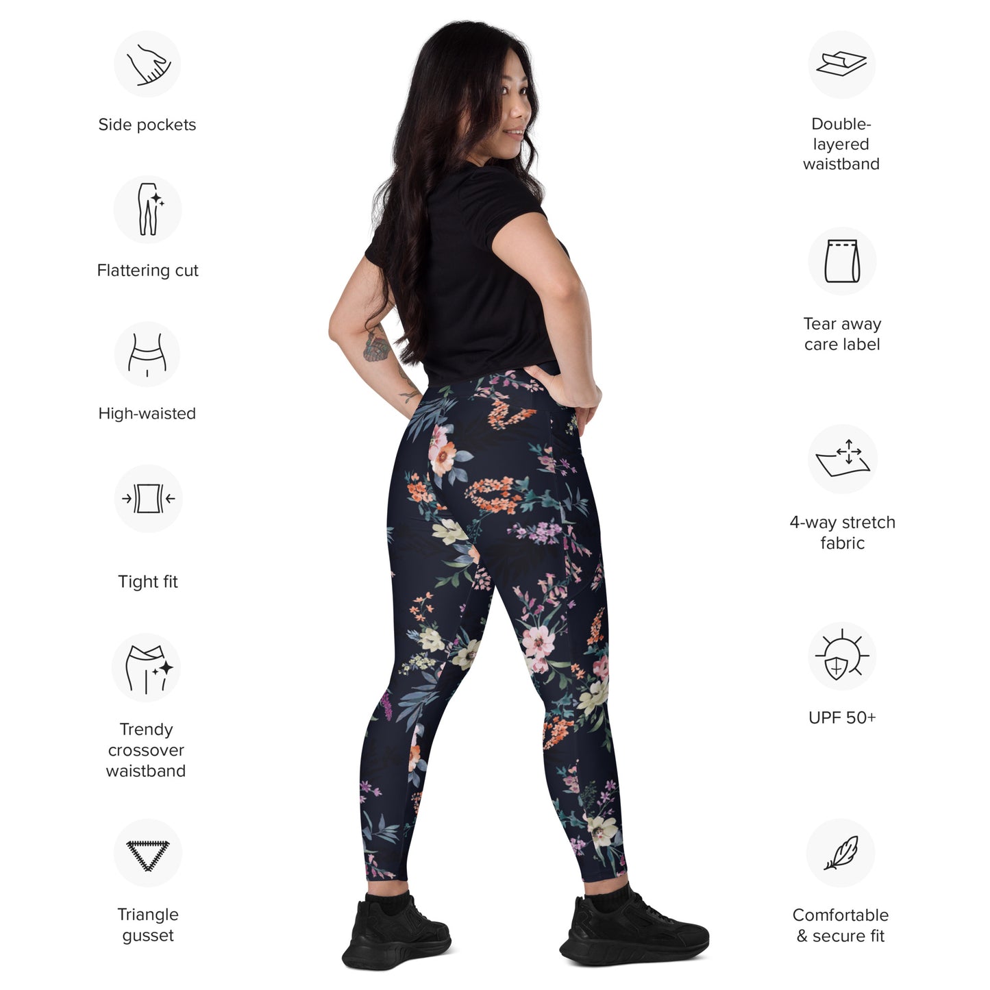 Crossover leggings with pockets Has Matching Tops Sold Separate XXS to 6XL Adult/Teen Activewear