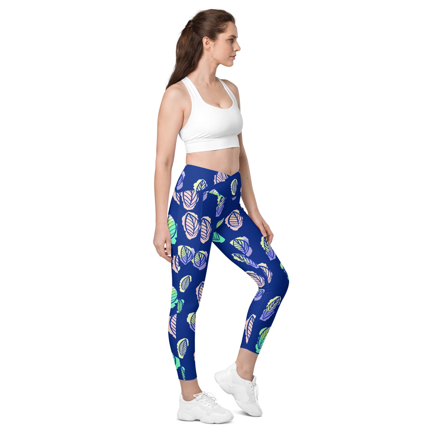 Crossover leggings with pockets 2XSmall Up To 6XL Adult/Teen Activewear Matching Top Sold Separately Blue