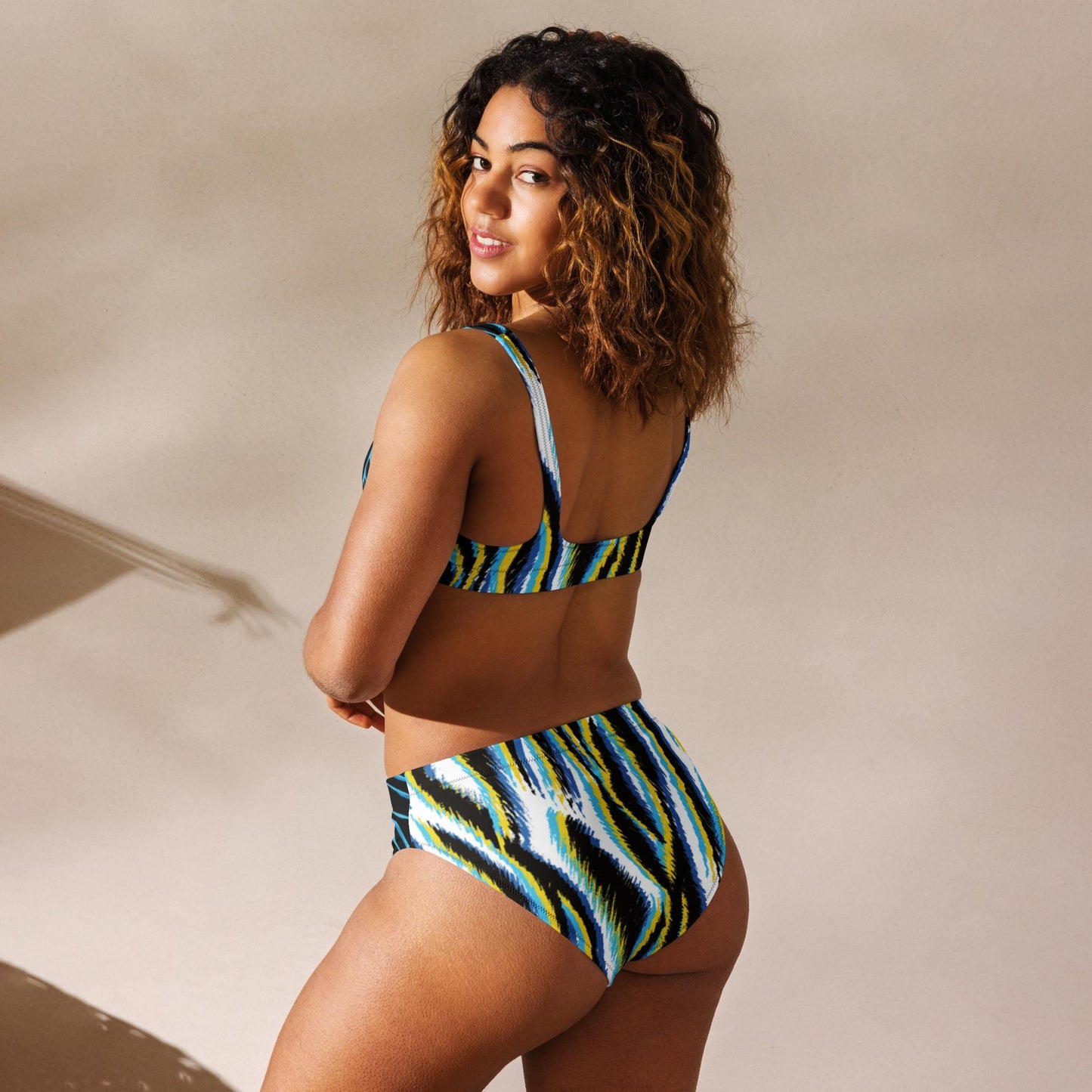 Recycled high-waisted bikini One Separate Print on Each Side