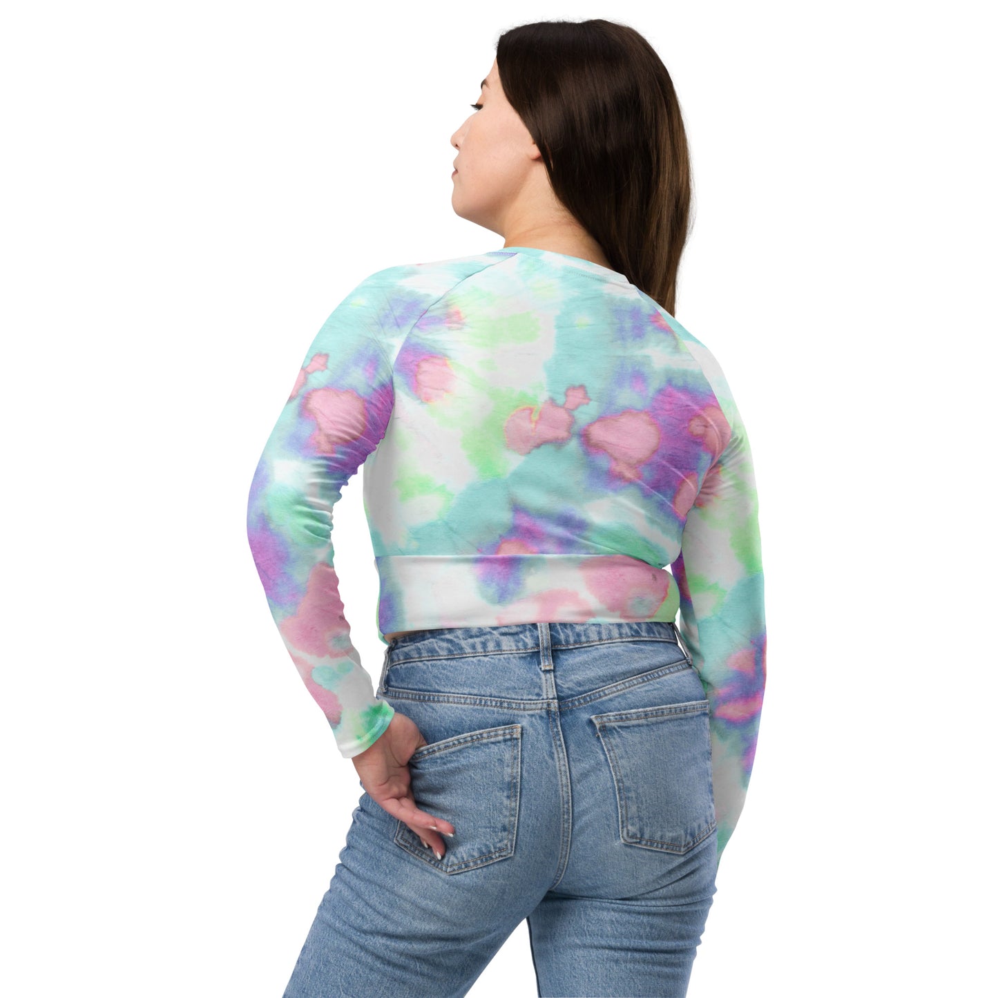 Recycled long-sleeve crop top  Up To 6XL Unisex Adult Activewear