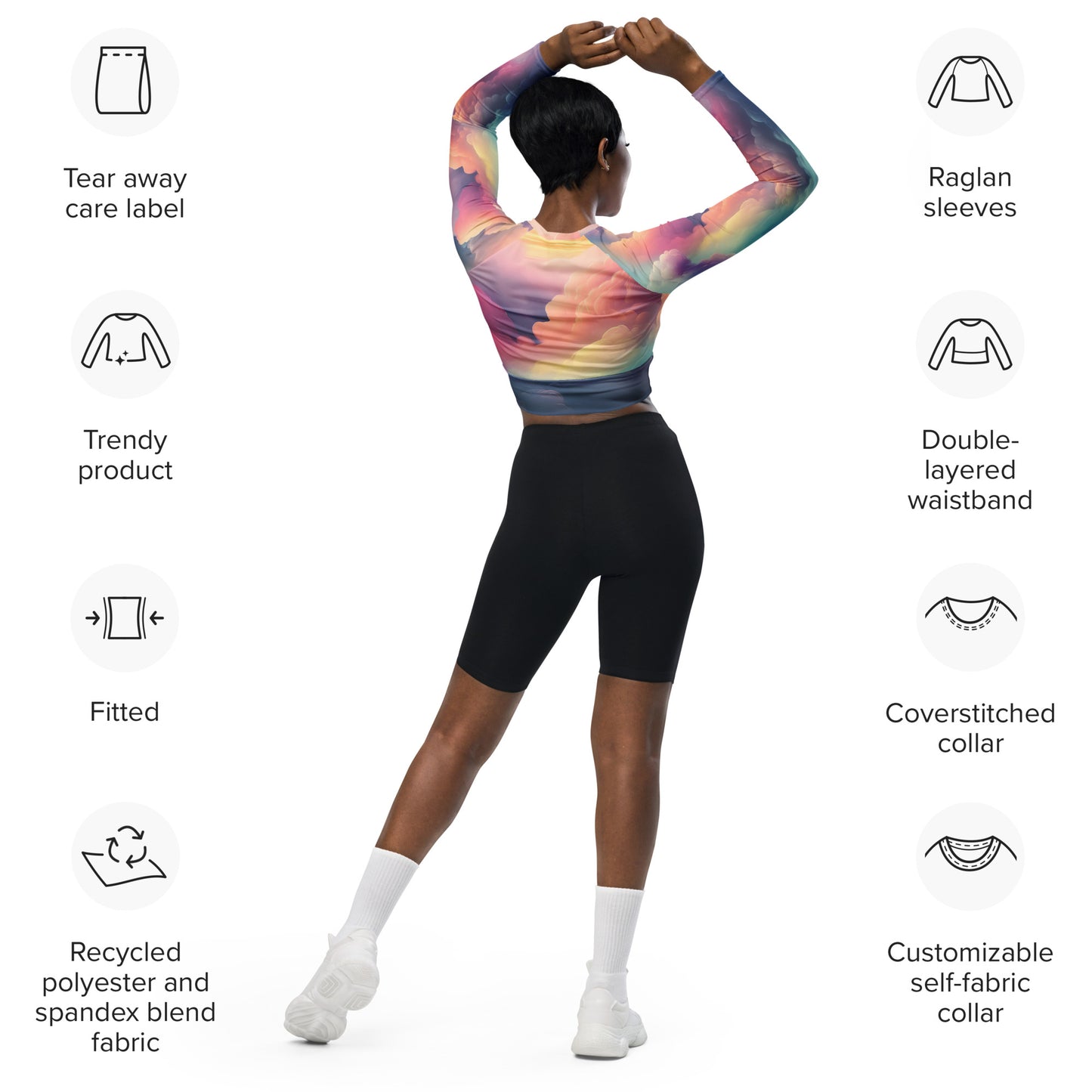 Recycled long-sleeve crop top Adult/Teen Activewear