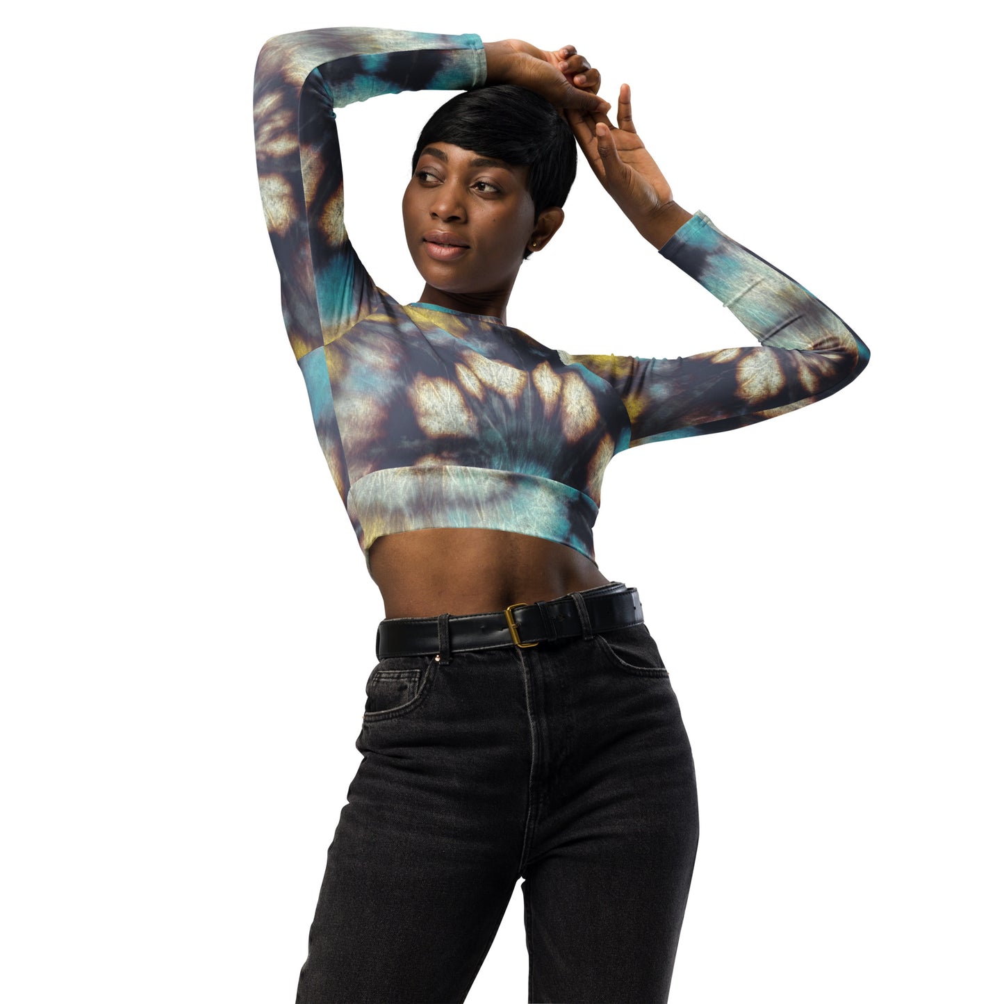 Recycled long-sleeve crop top Up To 6XL Unisex Adult Activewear