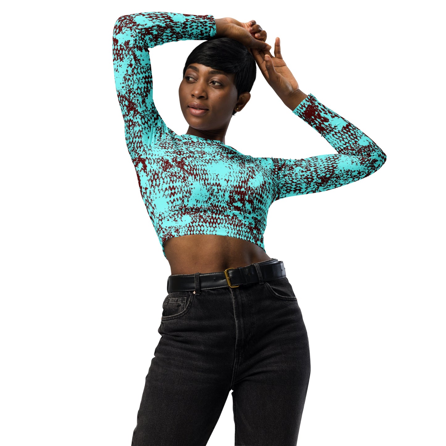 Recycled long-sleeve crop top  Up To 6XL Unisex Adult Activewear