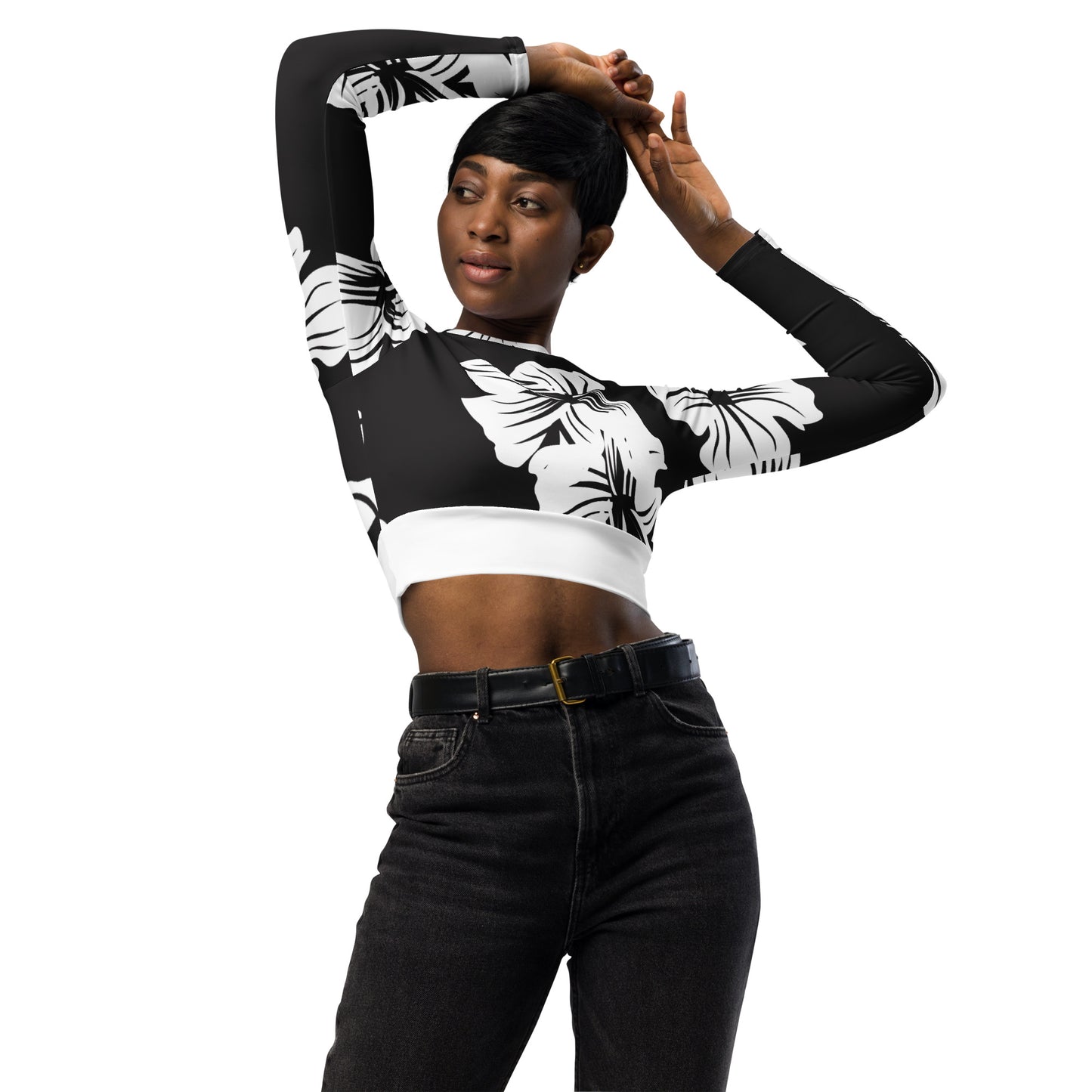 Recycled long-sleeve crop top Up To 6XL Activewear Adult/Teen