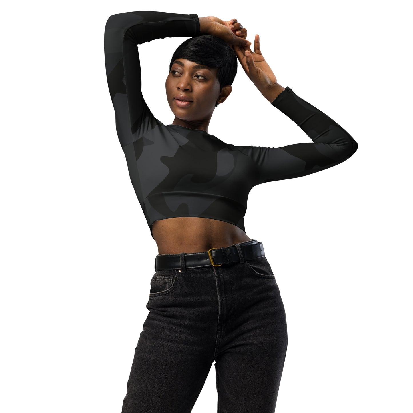 Recycled long-sleeve crop top Up To 6XL Activewear Adult/Teen