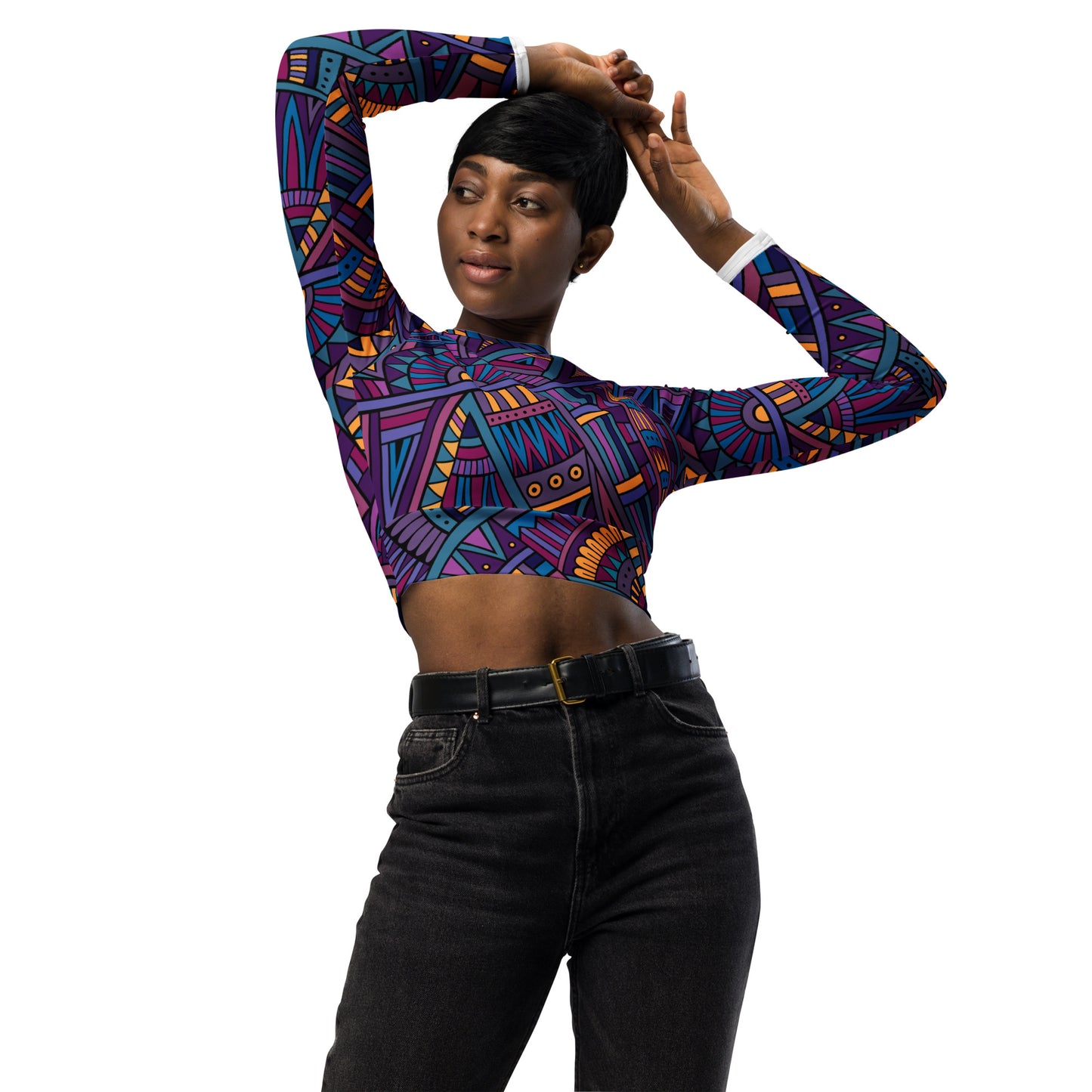 Recycled long-sleeve crop top Up To 6XL Activewear Adult/Teen