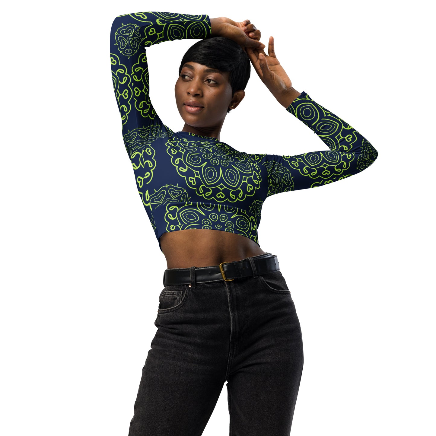 Recycled long-sleeve crop top Up To 6XL Activewear Adult/Teen