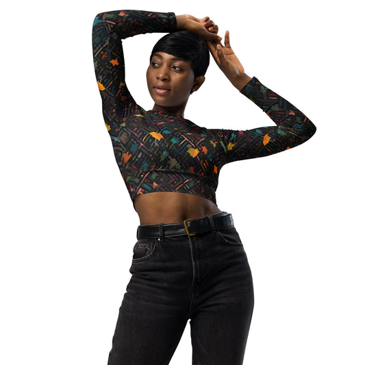 Recycled long-sleeve crop top Up To 6XL Activewear Adult/Teen