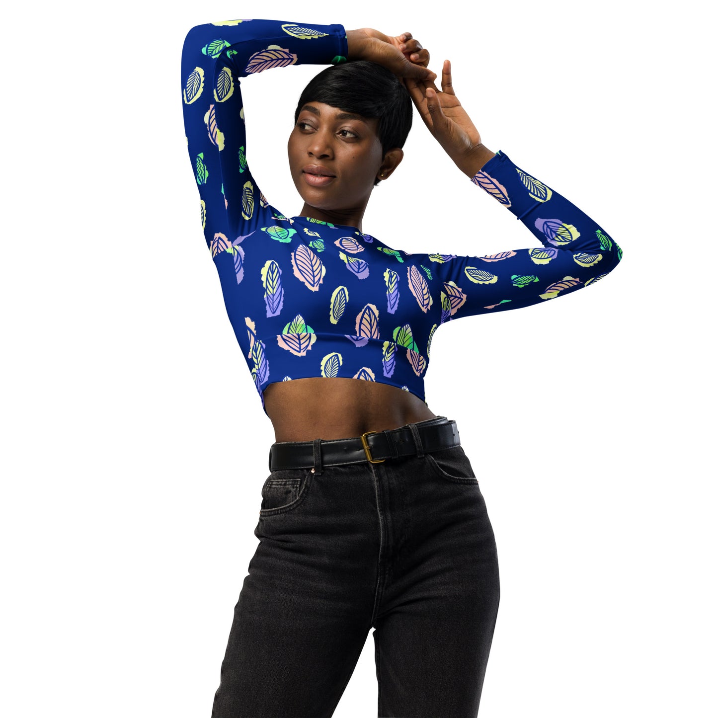 Recycled long-sleeve crop top Up To 6XL Activewear Adult/Teen