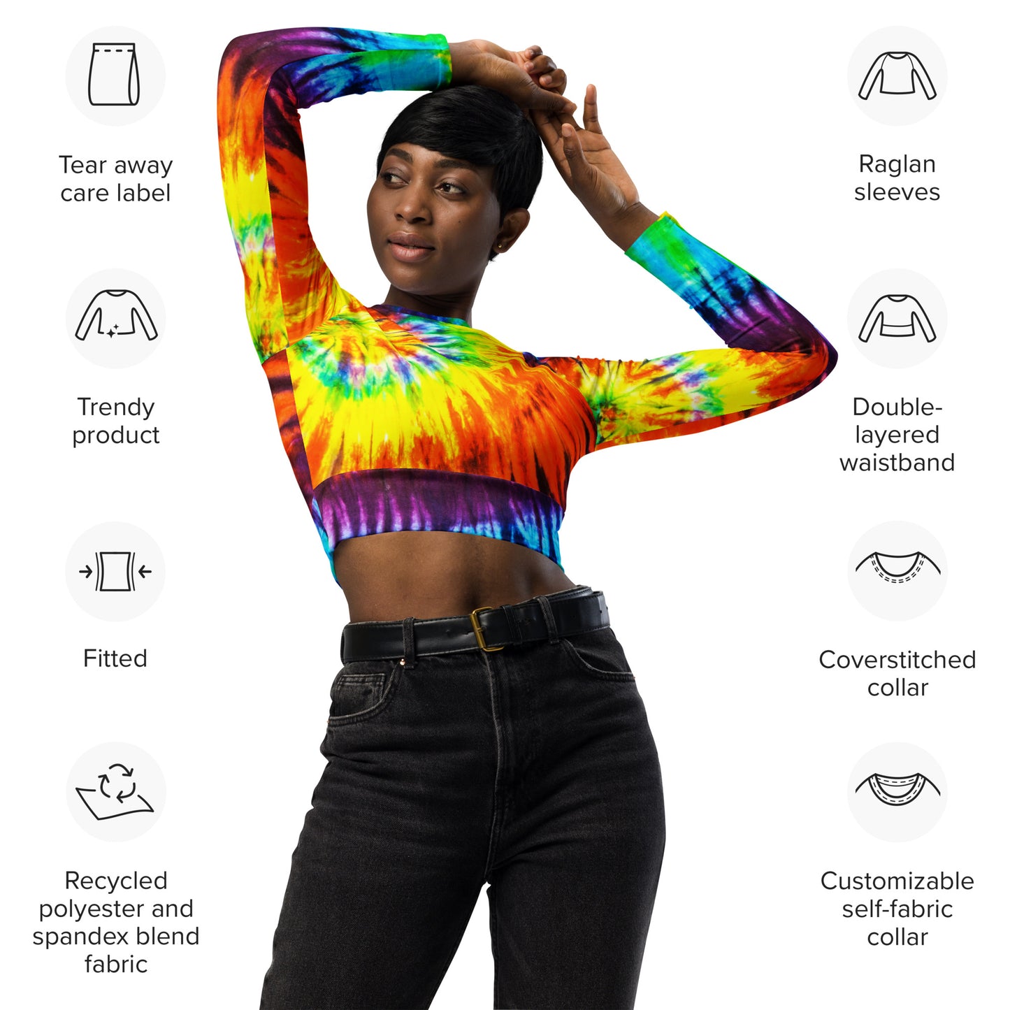 Recycled long-sleeve crop top