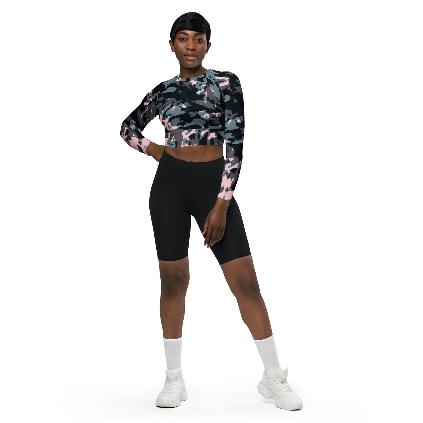 Recycled long-sleeve crop top  Up To 6XL Unisex Adult Activewear