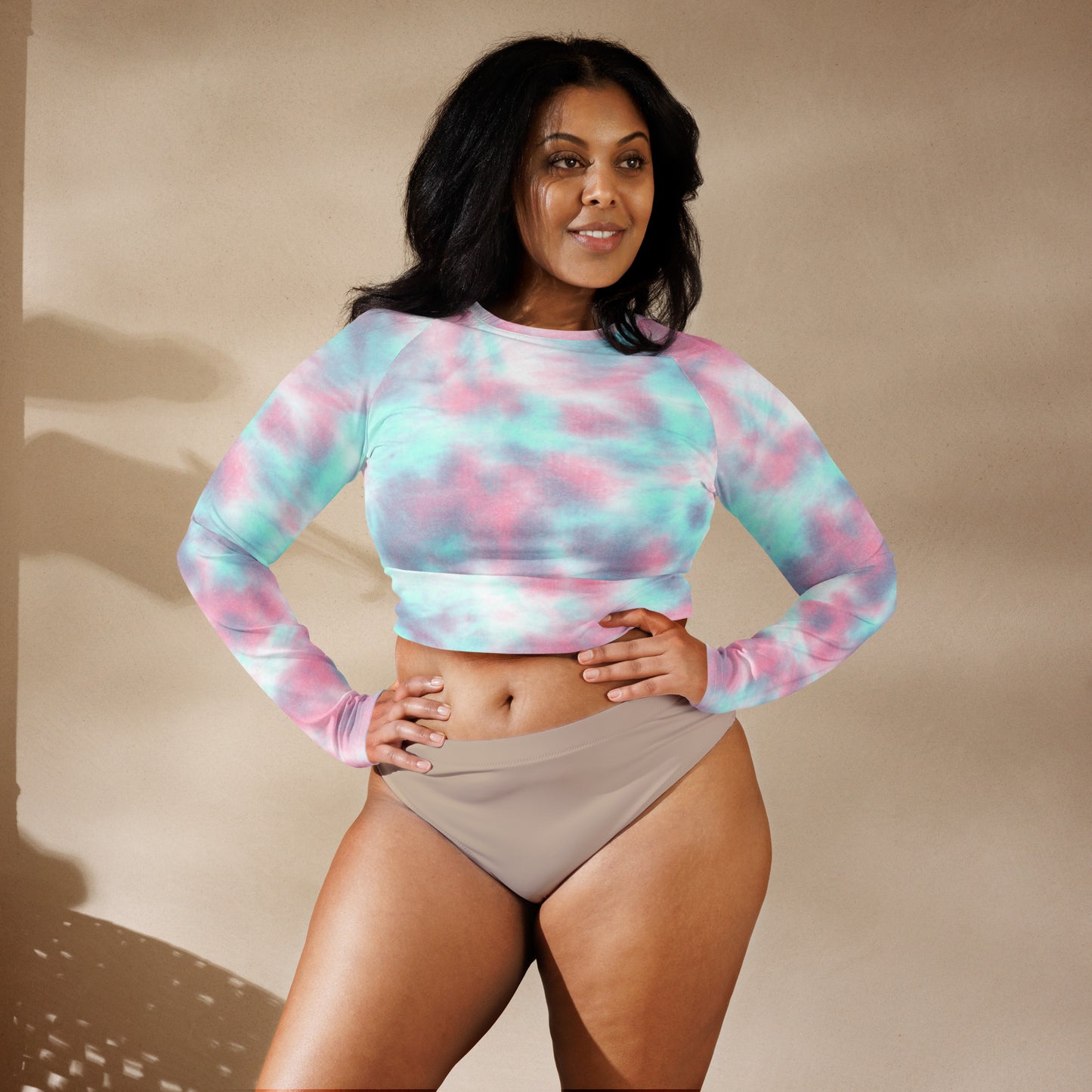 Recycled long-sleeve crop top  Up To 6XL Unisex Adult Activewear