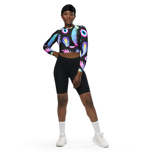 Recycled long-sleeve crop top  Up To 6XL Unisex Adult Activewear