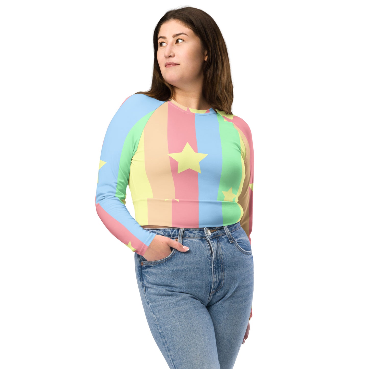 Recycled long-sleeve crop top Up To 6XL Activewear Adult/Teen