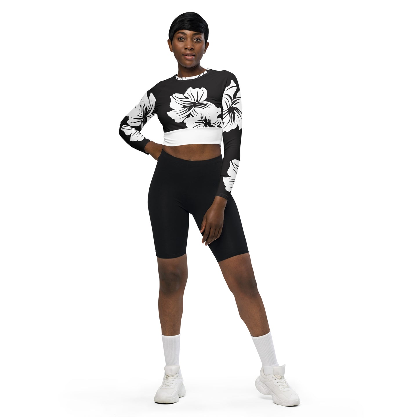 Recycled long-sleeve crop top Up To 6XL Activewear Adult/Teen