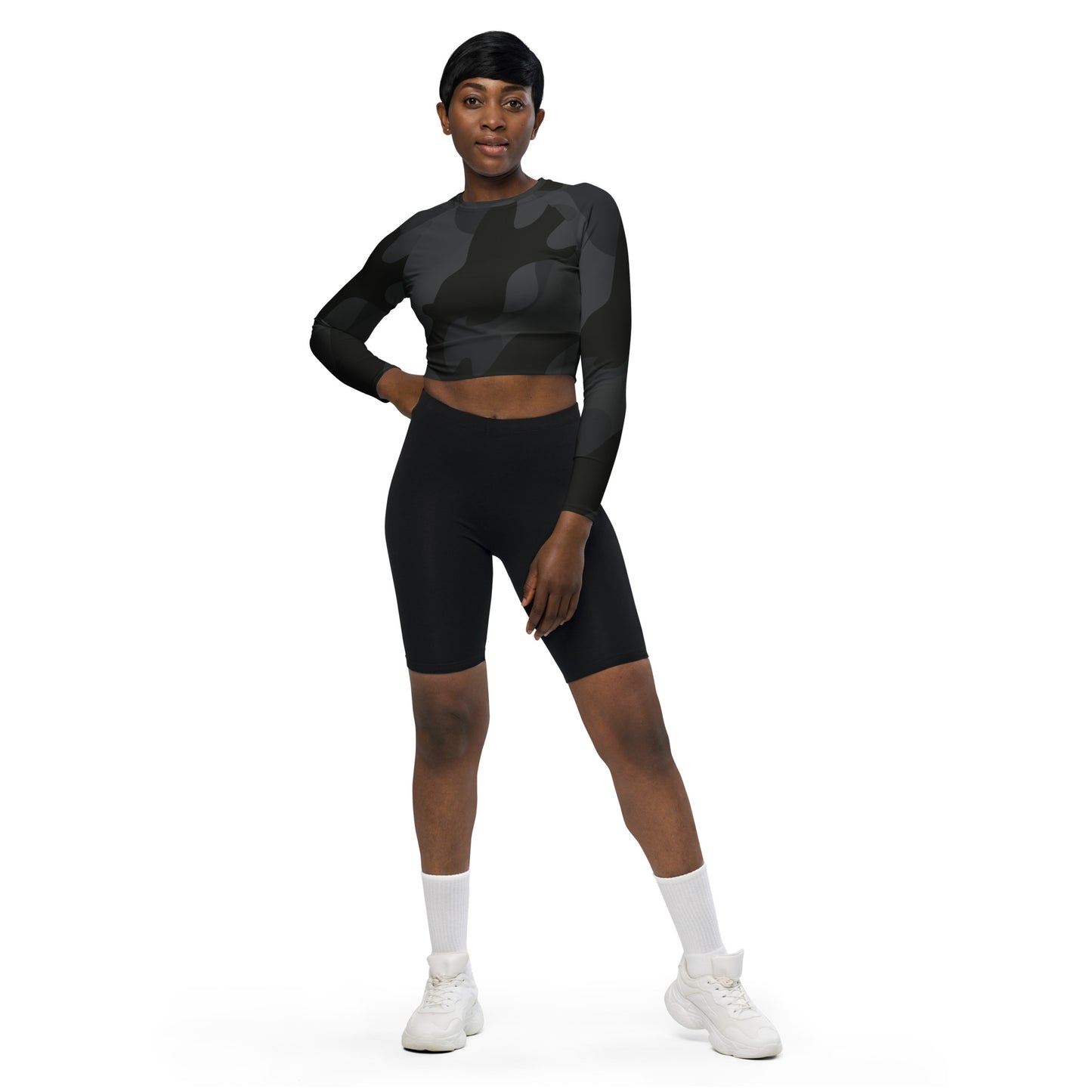 Recycled long-sleeve crop top Up To 6XL Activewear Adult/Teen