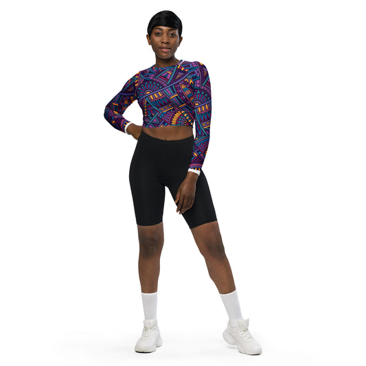 Recycled long-sleeve crop top Up To 6XL Activewear Adult/Teen