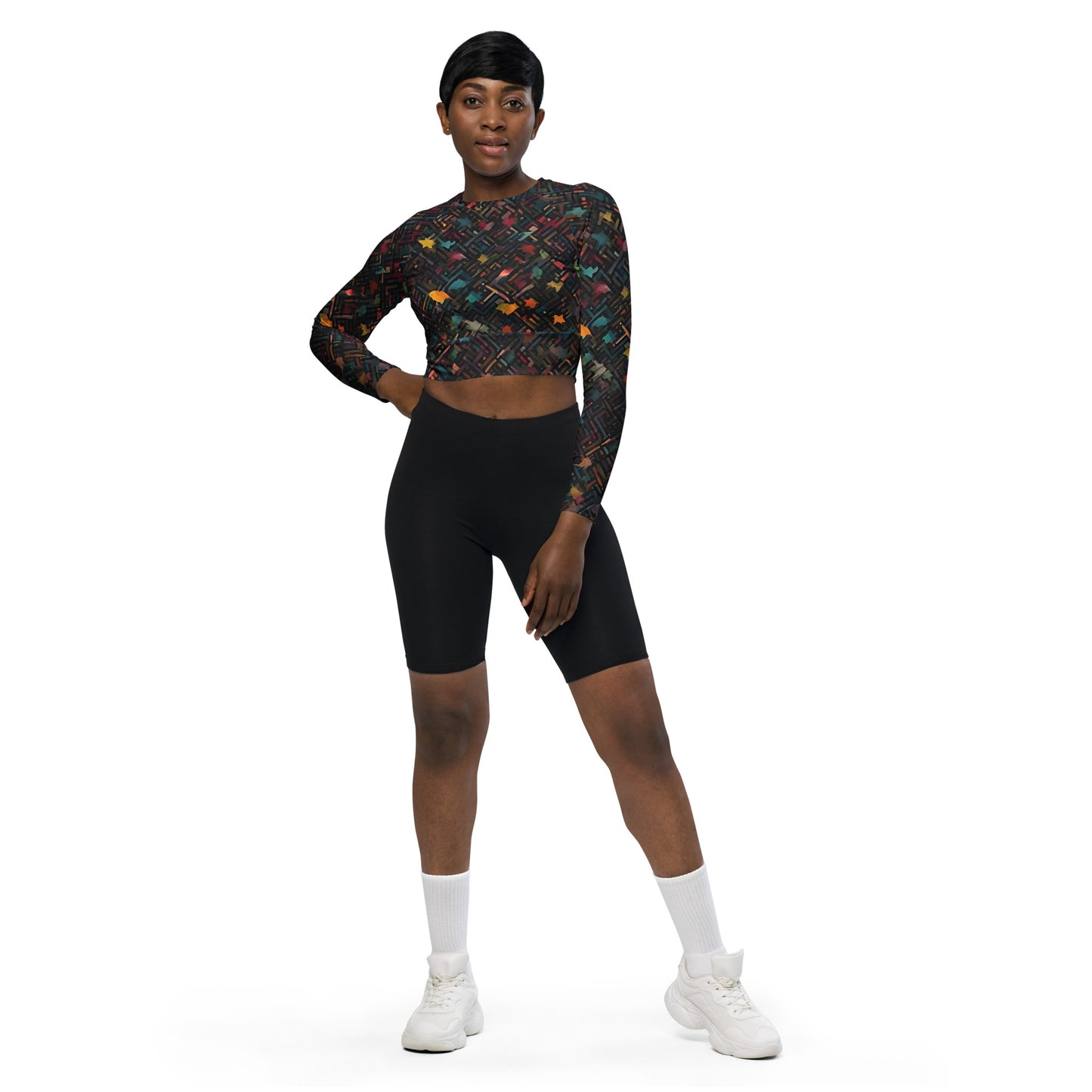 Recycled long-sleeve crop top Up To 6XL Activewear Adult/Teen