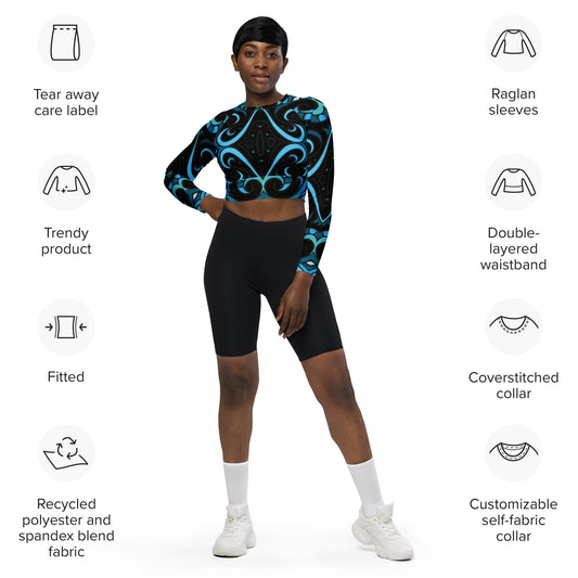 Recycled long-sleeve crop top Adult/Teen  Activewear