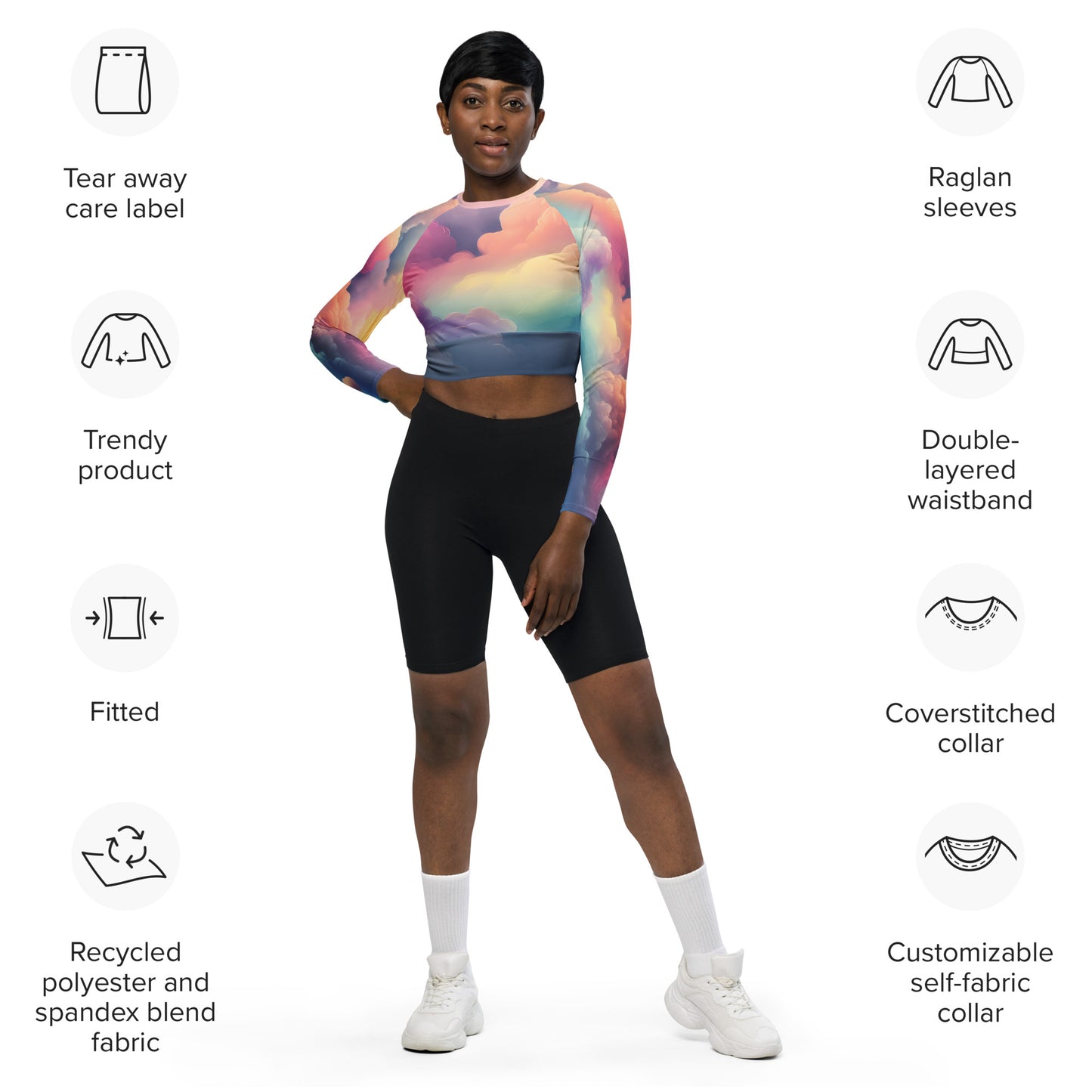 Recycled long-sleeve crop top Adult/Teen Activewear