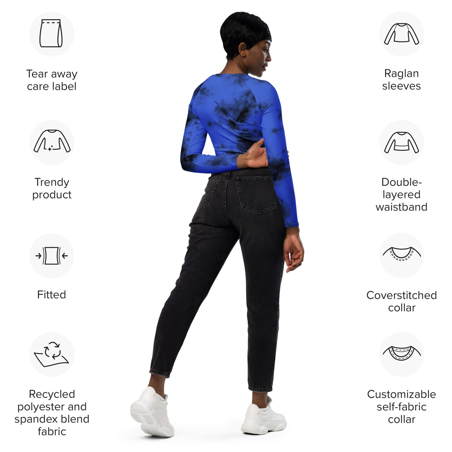 Recycled long-sleeve crop top  Up To 6XL Unisex Adult Activewear