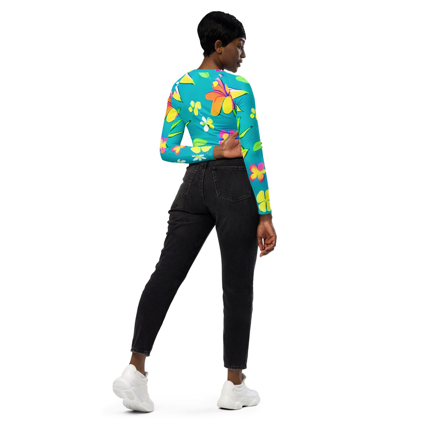 Recycled long-sleeve crop top  Up To 6XL Unisex Adult Activewear