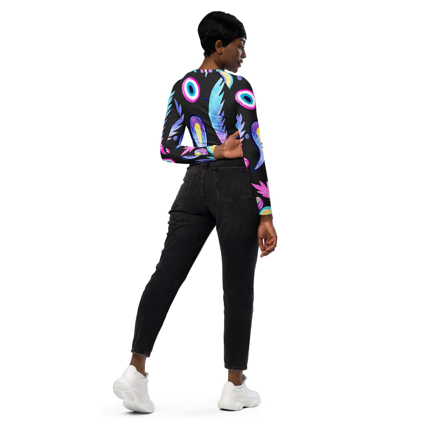 Recycled long-sleeve crop top  Up To 6XL Unisex Adult Activewear