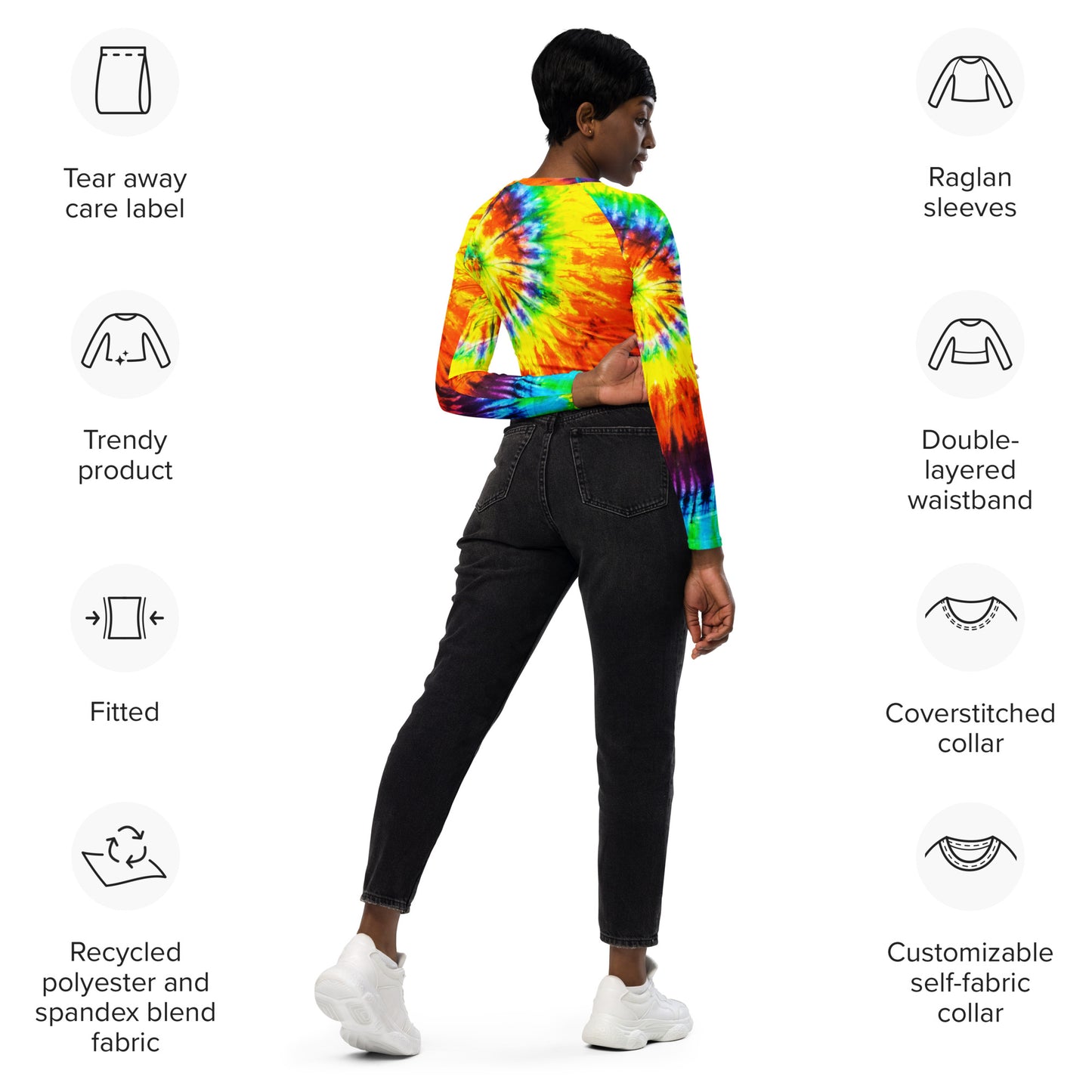 Recycled long-sleeve crop top