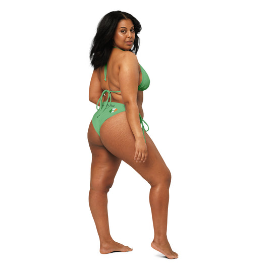 Kiss Me I'm Irish on Back Bottoms All-over print recycled string bikini