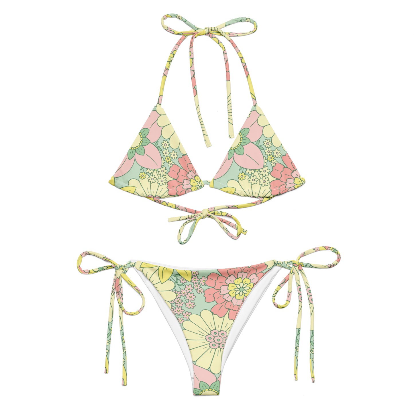 All-over print recycled string bikini