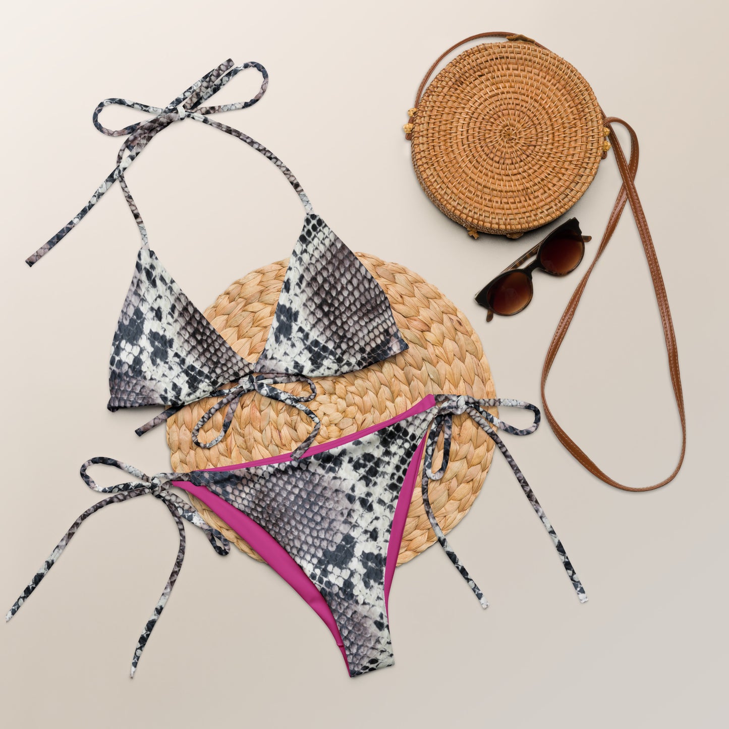 All-over print recycled string bikini